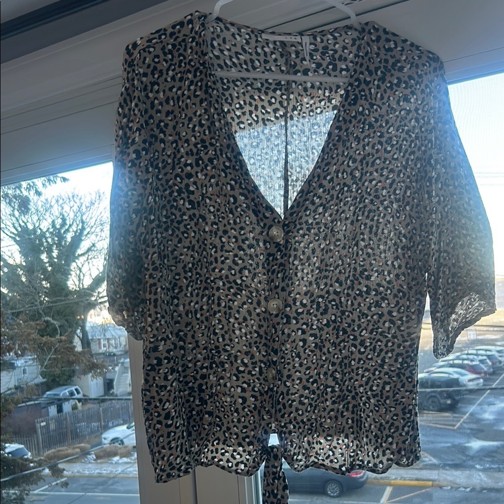 Leopard Print Sheer Women's Top